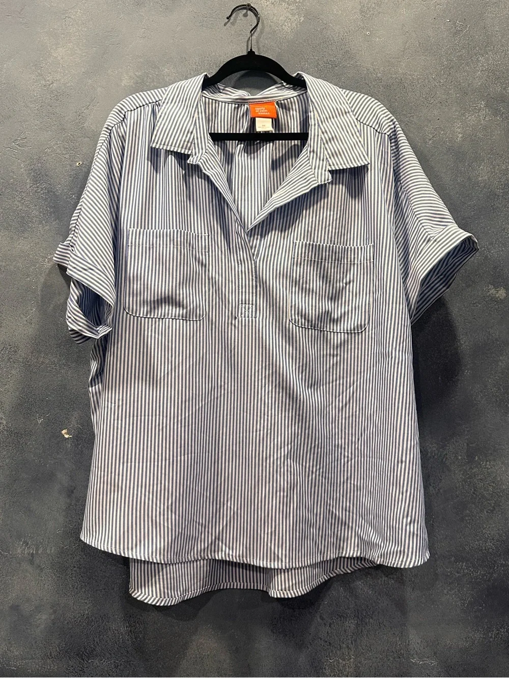 hearts of palm Light Blue & White Pinstripe Short-Sleeve Button-Down Shirt